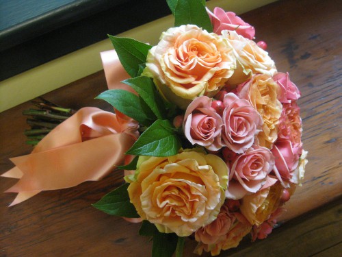 Pink and peach rose bouquet