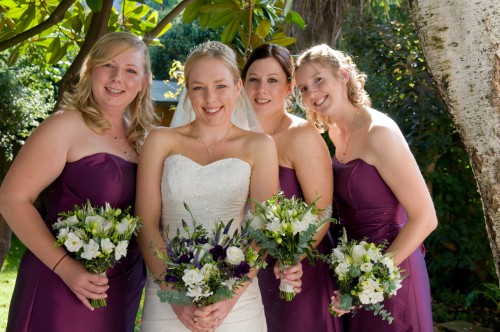 bridesmaid-bouquets-white-rose-freesia-lisianthus
