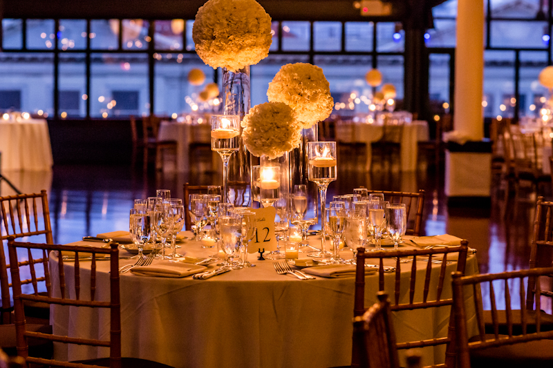 Flower-Balls-on-Glass-Vases-Reception-Decor-Ideas