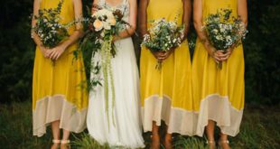 Лимон, подсолнечник и ноготки: желтые платья подружек невесты