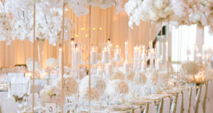 Высокие цветочные композиции для свадебного декора